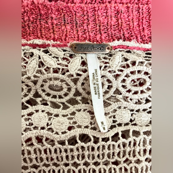 EUC M Free People Crochet Knit Sweater - Picture 8 of 9